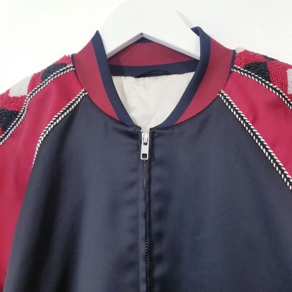 & Other Stories Sateen Beaded Embroidered Bomber Jacket - Picture 4 of 16